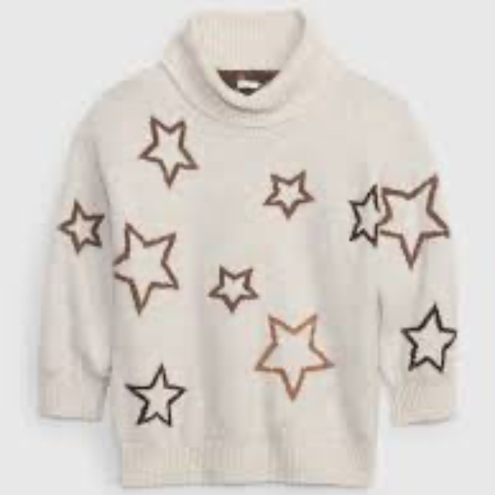 GAP Toddler Brushed Turtleneck Brown and Cream Toddler Sweater 5